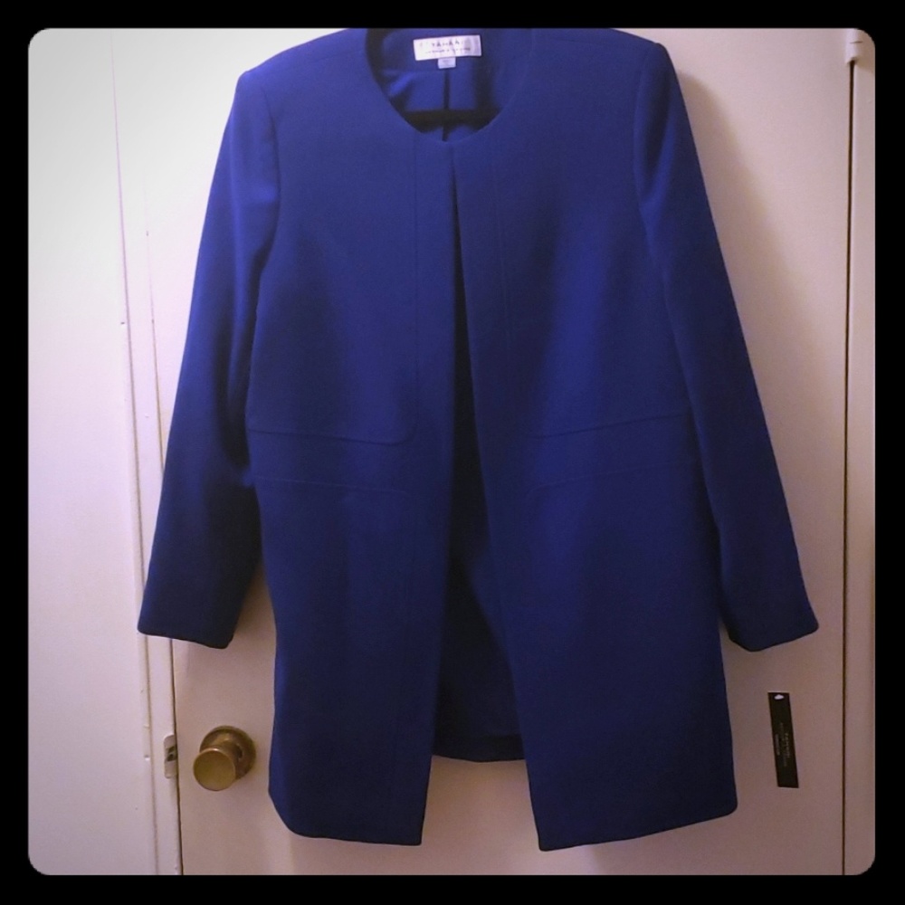 Tahari ASL Cobalt Topper Jacket Size 14